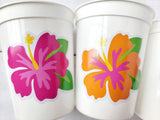 LUAU PARTY CUPS -Aloha Party Cups Luau Party Decoration Hibiscus Party Cups Luau Baby Shower Tropical Party Decorations Luau First Birthday