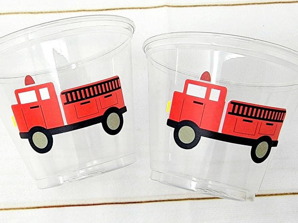 Firetruck Party Cups, Firetruck Treat Cups, Firetruck Party Favors, Firetruck Birthday Favors, Fire Truck Party Favors, Fire truck Birthday