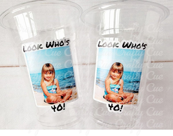 Look Who's 40 Custom Plastic Party Cups Personalized Party Cups Personalized 40th Vintage 40th Cups 1984 Custom Face Party Cups Decorations