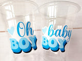 Oh Boy Cups Oh Baby Baby Shower Favors Oh Boy Oh Boy Baby Shower Decorations Boy Baby Shower Party Cups Boy Baby Shower Party Favors Cups