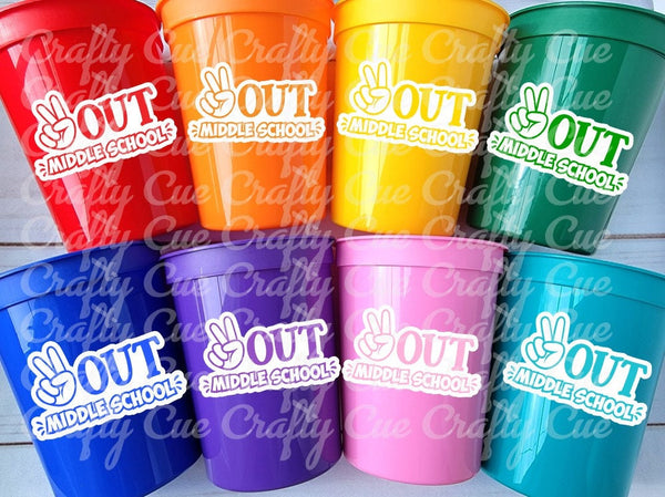 KINDERGARTEN GRADUATION CUPS - Peace Out Middle School Graduation Cups Middle School Graduation Party Graduation 2024 Party Favors