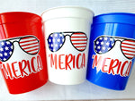 4th of July Party Cups July 4th Sunglasses Cups USA Party Cups 'Merica Cups Independence Day Party Decorations 4th of July Party Decorations