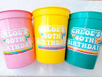 Custom Birthday Party Cups, Personalized Birthday Party Cups, Custom 40th, Custom 30th, Custom 50th, Birthday Favors, Vintage, 1984, 1994