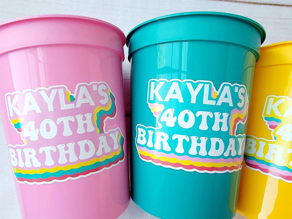 Custom Birthday Party Cups, Personalized Birthday Party Cups, Custom 40th, Custom 30th, Custom 50th, Birthday Favors, Vintage, 1984, 1994