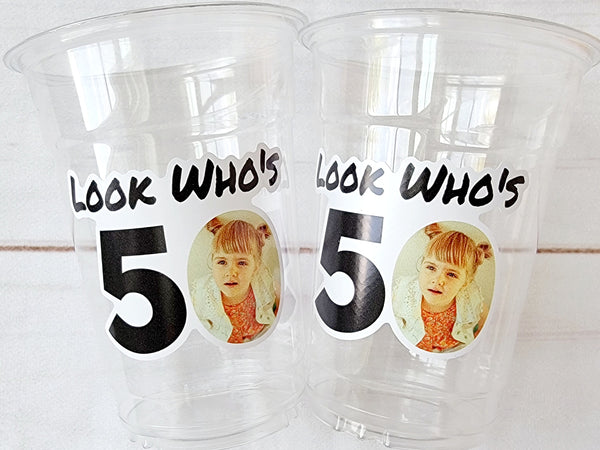 Custom Plastic Cups With Picture Personalized 50th Birthday Cups Vintage 50th Birthday Party Custom Text Custom Face Cups Decorations 1974