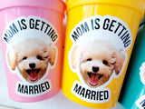 Personalized Dog Face Cups, Mom is Getting Married Cups, Bachelorette Party Favors, Bachelorette Party Games, Dog Face Bachelorette Cups Pet