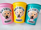 Personalized Dog Face Cups, Mom is Getting Married Cups, Bachelorette Party Favors, Bachelorette Party Games, Dog Face Bachelorette Cups Pet