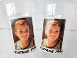 Custom Photo Cups, Custom Picture Cups, Photo Cups, Vintage 30th, Vintage 40th, Vintage 50th, Photo Cups, Happy Birthday, Party Favors, Custom Cups, Picture Cups, Cups with Pictures, Est. Cups, Birthday Cups, Party Cups, Birthday Party Favors, Cups