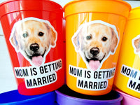 Personalized Dog Face Cups, Mom is Getting Married Cups, Bachelorette Party Favors, Bachelorette Party Games, Dog Face Bachelorette Cups Pet