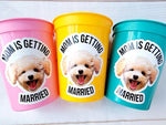 Personalized Dog Face Cups, Mom is Getting Married Cups, Bachelorette Party Favors, Bachelorette Party Games, Dog Face Bachelorette Cups Pet