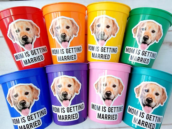 Personalized Dog Face Cups, Mom is Getting Married Cups, Bachelorette Party Favors, Bachelorette Party Games, Dog Face Bachelorette Cups Pet