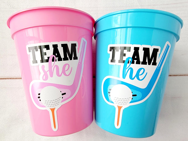 GOLF GENDER REVEAL Party Cups - Golfing Party Cups Golf Baby Shower Golf Party Golf Decorations Golf Party Supplies Golfing Cups Golf Favors