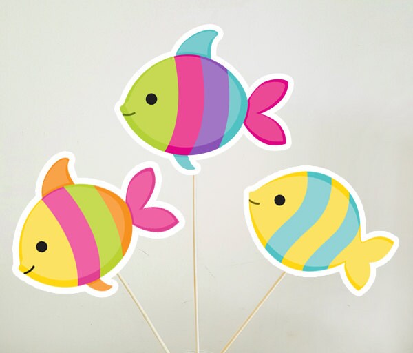 Fish Cupcake Toppers, Colorful Fish Cupcake Toppers, Under The Sea Cup –  CRAFTY CUE