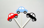 Car Cupcake Toppers, Red Car, Black Car, Blue Car