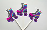 Roller Skate Cupcake Toppers - 80's party, 80's Cupcake Toppers, Birthday party, Colorful Roller Skate Cupcake Toppers (311171121A)