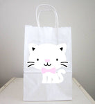 Cat Goody Bags, Cat Favor Bags, Cat Goodie Bags, Cat Party Bags, Kitty Goody Bags, White Cat With Bow