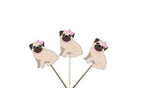 Pug Cupcake Toppers, Puppy Party Cupcake Toppers - Girl Pug Cupcake Toppers - Pug Sitting (72719929A)