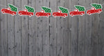 Red Truck With Tree Garland, Christmas Truck With Tree Banner, Red Truck With Christmas Tree