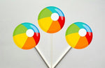 Beach Ball Cupcake Toppers - Beach Cupcake Toppers - Beach Party Cupcake Toppers