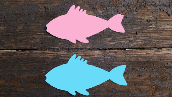 Fish Gender Reveal Cupcake Toppers Digital Printable Instant Download He  She Pink Blue