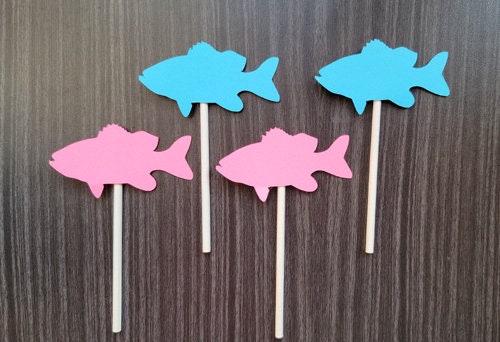 Fish Cupcake Toppers, Fishing Cupcake Toppers, Fishing Party