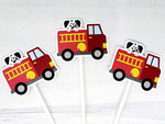 Firetruck Cupcake Toppers, Dalmatian Cupcake Toppers