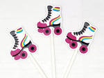 Roller Skate Cupcake Toppers - 80's party, 80's Cupcake Toppers, Birthday party, Colorful Roller Skate Cupcake Toppers (31517954A)