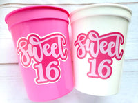 SWEET 16 PARTY Cups - Reuseable Sweet Sixteen Party Cups Sweet 16 Party Cups Sweet 16 Party Favors Sweet 16 Party Favors 16th Birthday Party