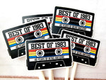 40th Birthday Party Cupcake Toppers Tan Cassette 40th Birthday Cupcake Toppers Best of 1983 Birthday Vintage 1983 Party 40th Birthday Party