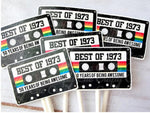 Cassette Tape Cupcake Toppers 50th Party Cupcake Toppers Best of 1973 50th Birthday Party 50th Birthday Cake Toppers 50th Party Decorations