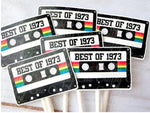 Cassette Tape Cupcake Toppers 50th Party Cupcake Toppers Best of 1973 50th Birthday Party 50th Birthday Cake Toppers 50th Party Decorations