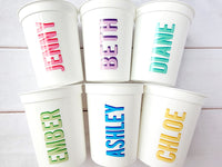 PERSONALIZED NAME CUPS Party Cups Bachelorette Party Cups Personalized Shadow Name Cup Customized Name Cups Personalized Name Birthday Gift