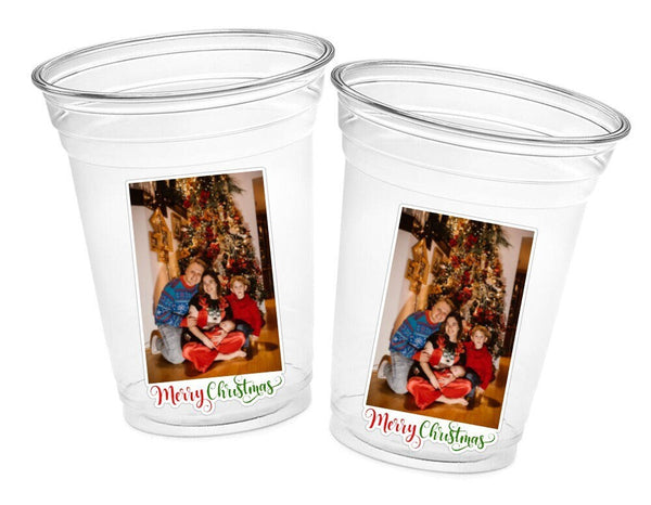 Custom Christmas Cups Custom Plastic Cups Personalized Photo Christmas Cups Custom Holiday Photo Cups Personalized Holiday Christmas Favors