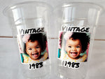 Custom plastic cups, Custom Face Cups, Personalized Party cups, Personalized 40th Birthday Cups, Vintage 40th, Custom face party decorations