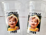 Custom plastic cups, Custom Face Cups, Personalized Party cups, Personalized 40th Birthday Cups, Vintage 40th, Custom face party decorations