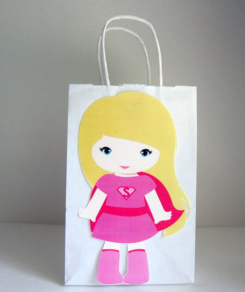 Girl Superhero Party Favor, Goody, Gift Bags