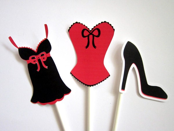 Lingerie Cupcake Toppers, Bridal Shower Cupcake Toppers