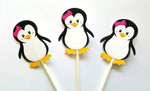 Penguin Cupcake Toppers, Winter ONEderland Cupcake Toppers, Penguin Birthday Cupcake Toppers - 82616443P