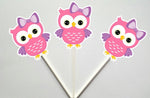 Owl Cupcake Toppers - Pink and Purple Owl Cupcake Toppers