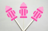 Fire Hydrant Cupcake Toppers, Pink Fire Hydrant Cupcake Toppers