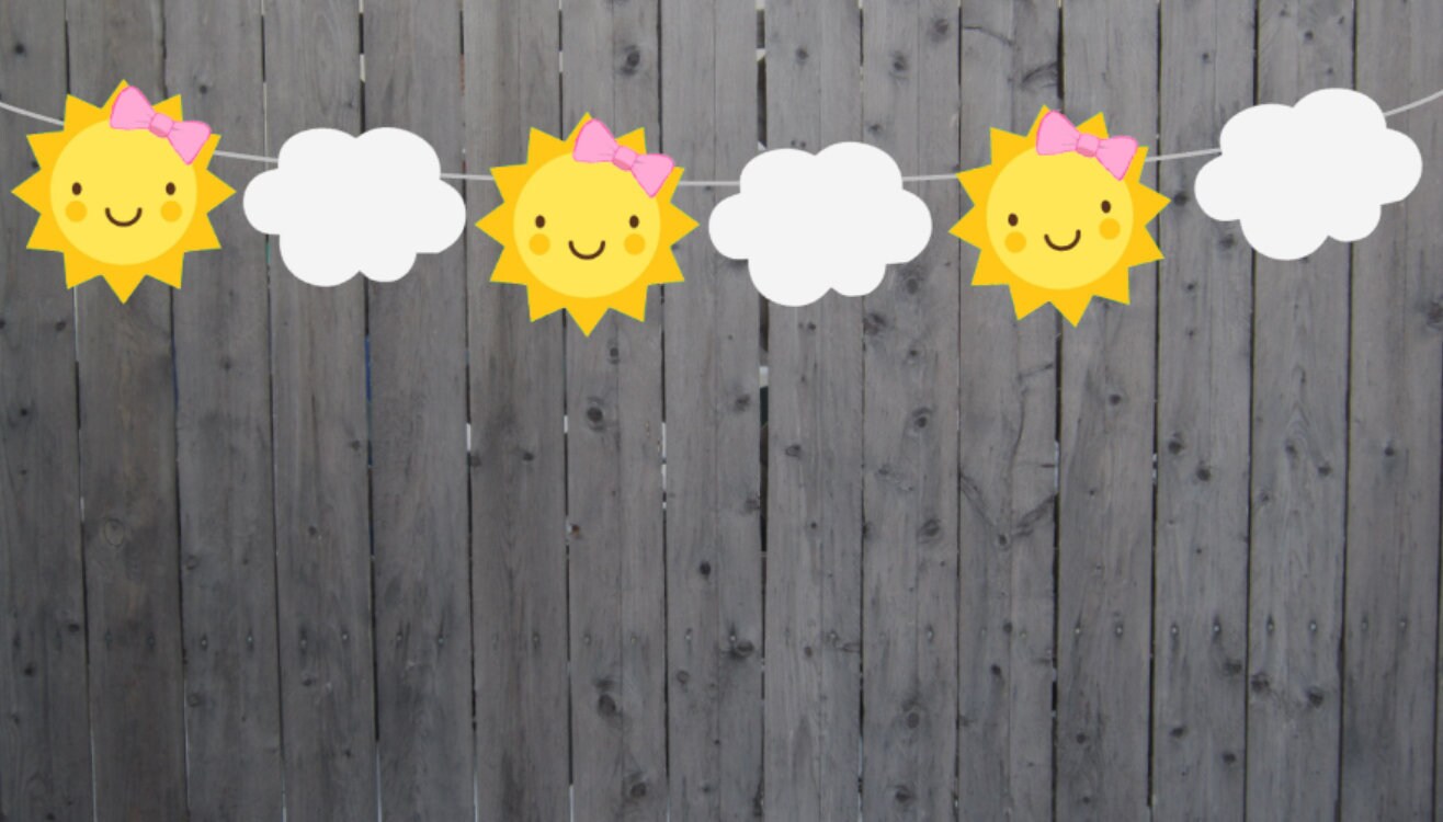Sun Banner, Sun Garland, Little Sunshine, Sun and Clouds, Sunshine Banner, Sunshine Garland, Weather Banner, Sunshine Baby Shower Banner - Image 2
