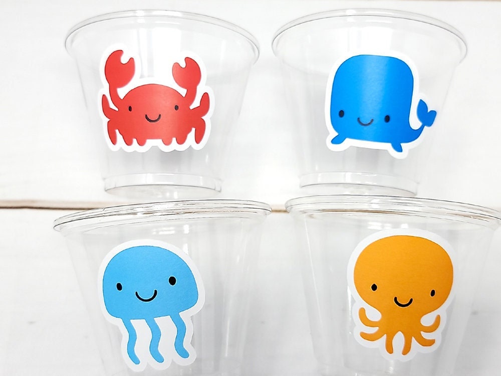 UNDER THE SEA Party Cups - Under the Sea Birthday Under the Sea Party Crab Cups Octopus Cups Whale Cups, Ocean Birthday Ocean Party Sea - Image 2