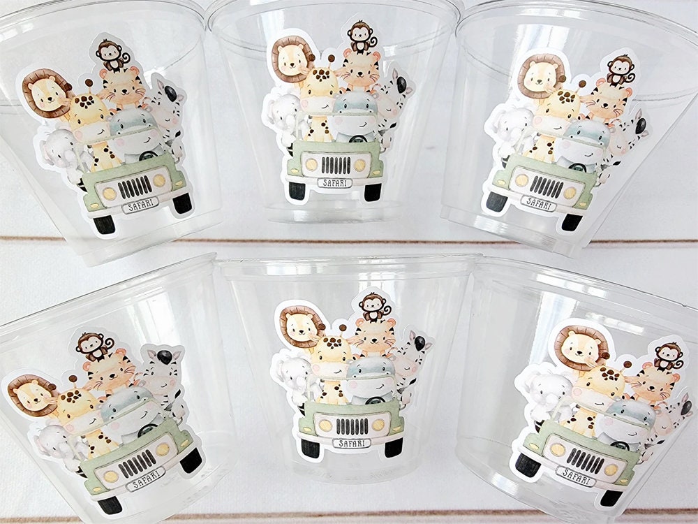 SAFARI PARTY CUPS  - Safari Birthday Cups Safari Birthday Safari Party Safari Decorations Safari Baby Shower Safari Favors Jungle Party Cups - Image 2