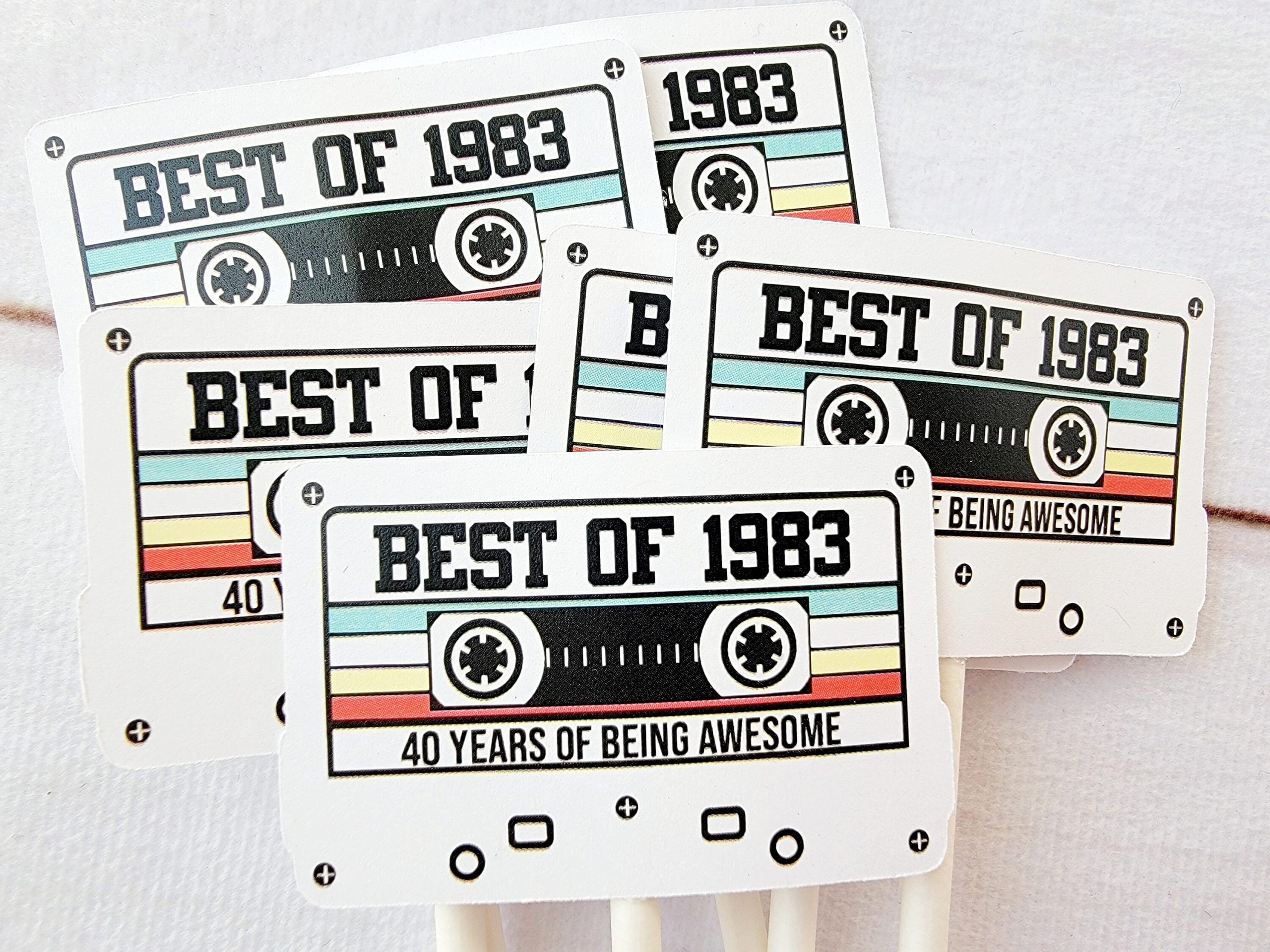 40th Birthday Party Cupcake Toppers - Cassette 40th Birthday Cupcake Toppers Best of 1983 Birthday Vintage 40th Birthday 40th Birthday Party - Image 2