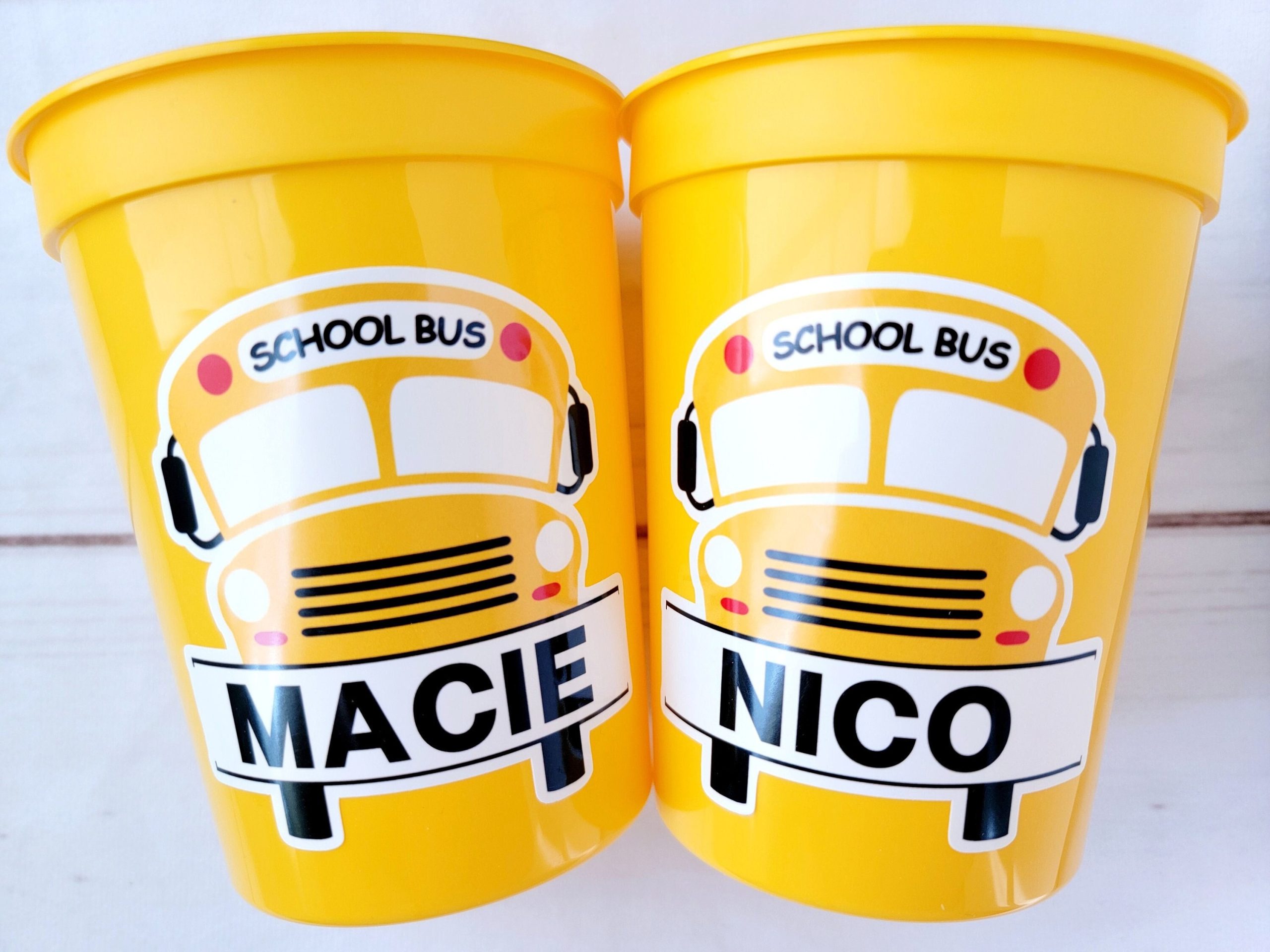 School Bus Party Cups - Reusable School Cups School Bus Birthday School Bus Party School Bus Favors Teachers Gift for Teacher Back To School - Image 2