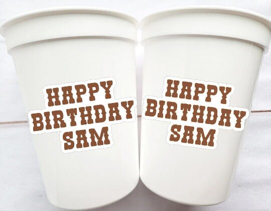 Brown COWBOY HAPPY FACE Cups Cowboy Cups Cowboy Party Favor Cowgirl Bachelorette Party Cowboy Birthday Rodeo Party Cow Print Hat Cups Disco - Image 5