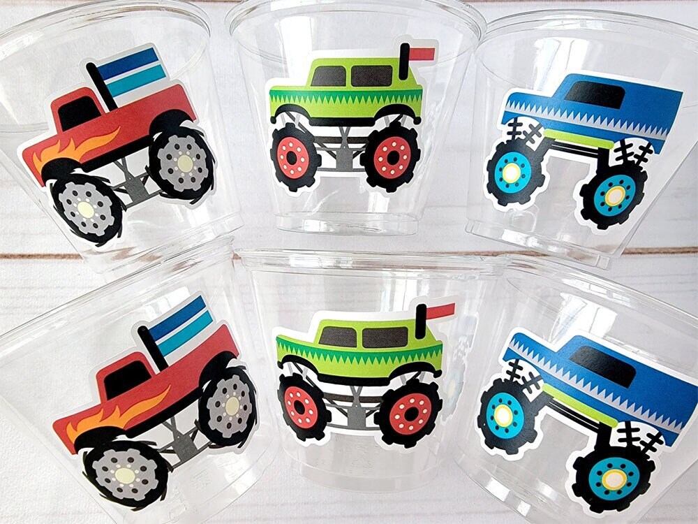 MONSTER TRUCK PARTY Cups - Monster Truck Treat Cups Monster Truck Birthday Monster Truck Party Monster Truck Party Favors, Monster Truck Cup - Image 2