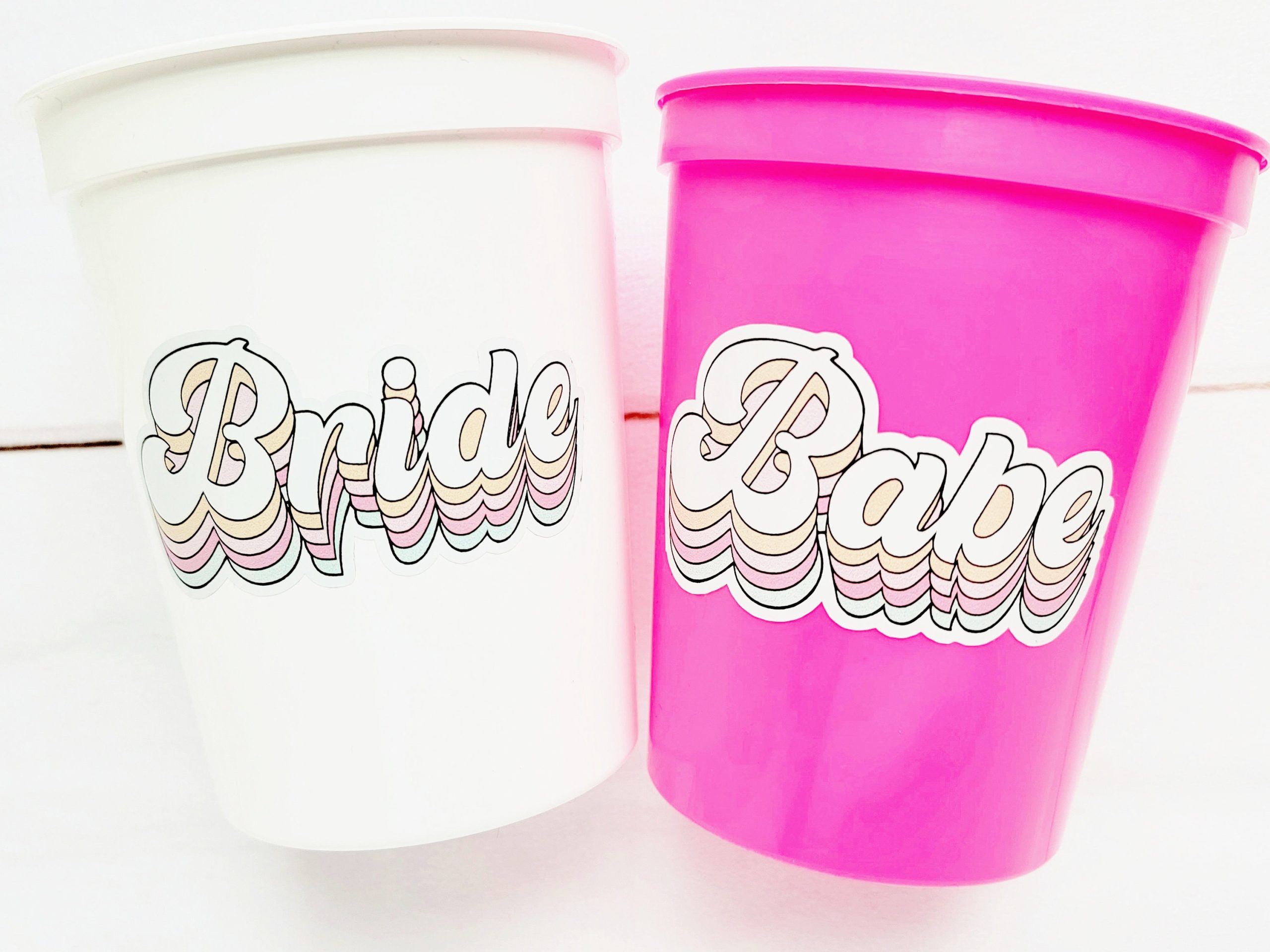 BRIDE and BABE Party Cups - Bachelorette Party Cups Hot Pink Wedding Cups Bachelorette Party Favors Bride Babes Wedding Gifts Bridesmaids - Image 2
