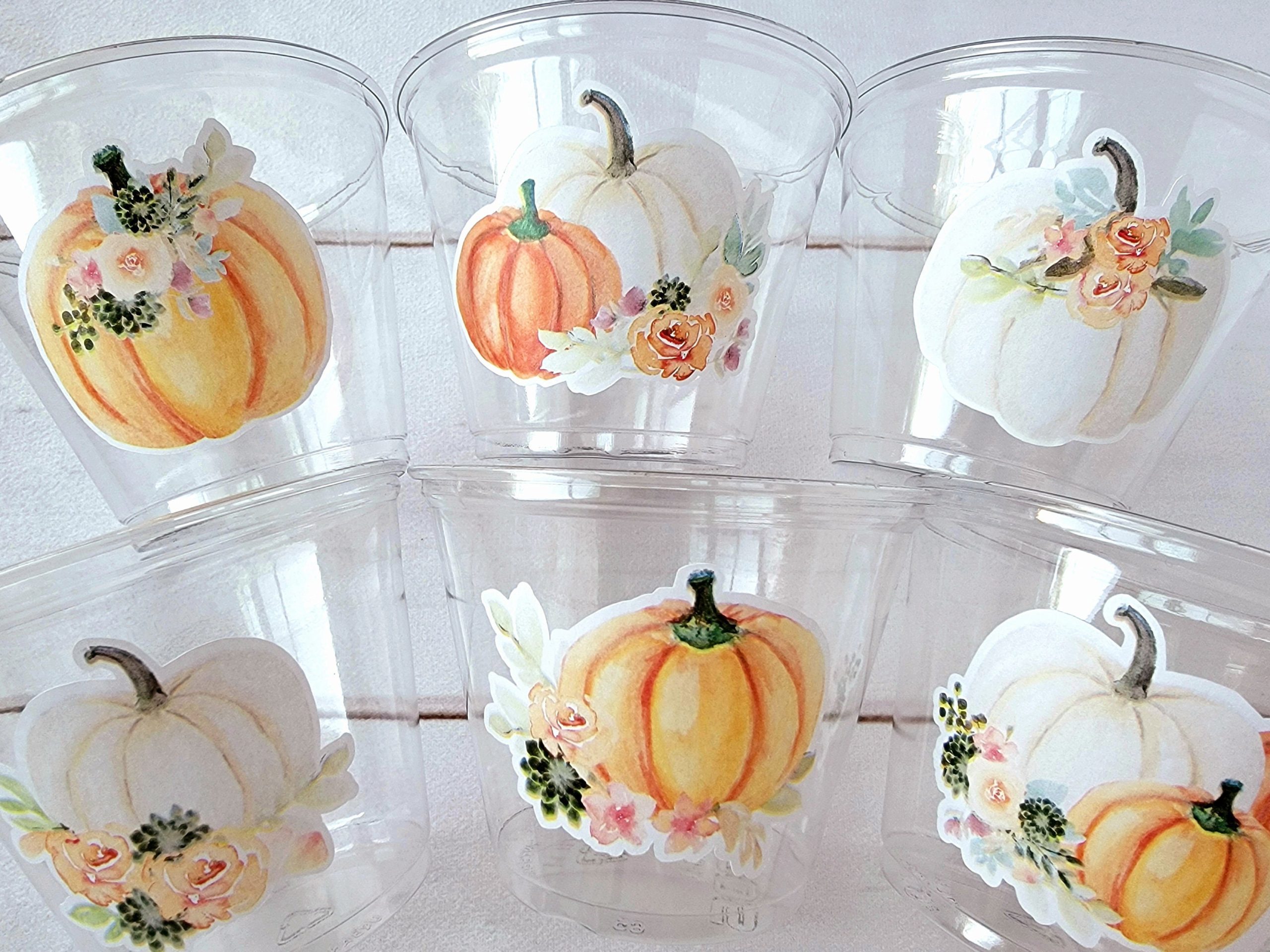 FALL PUMPKIN PARTY - Disposable Fall Pumpkin Party Little Pumpkin Fall Baby Shower Pink Pumpkin Fall Baby shower White Pumpkin Party Cups - Image 3