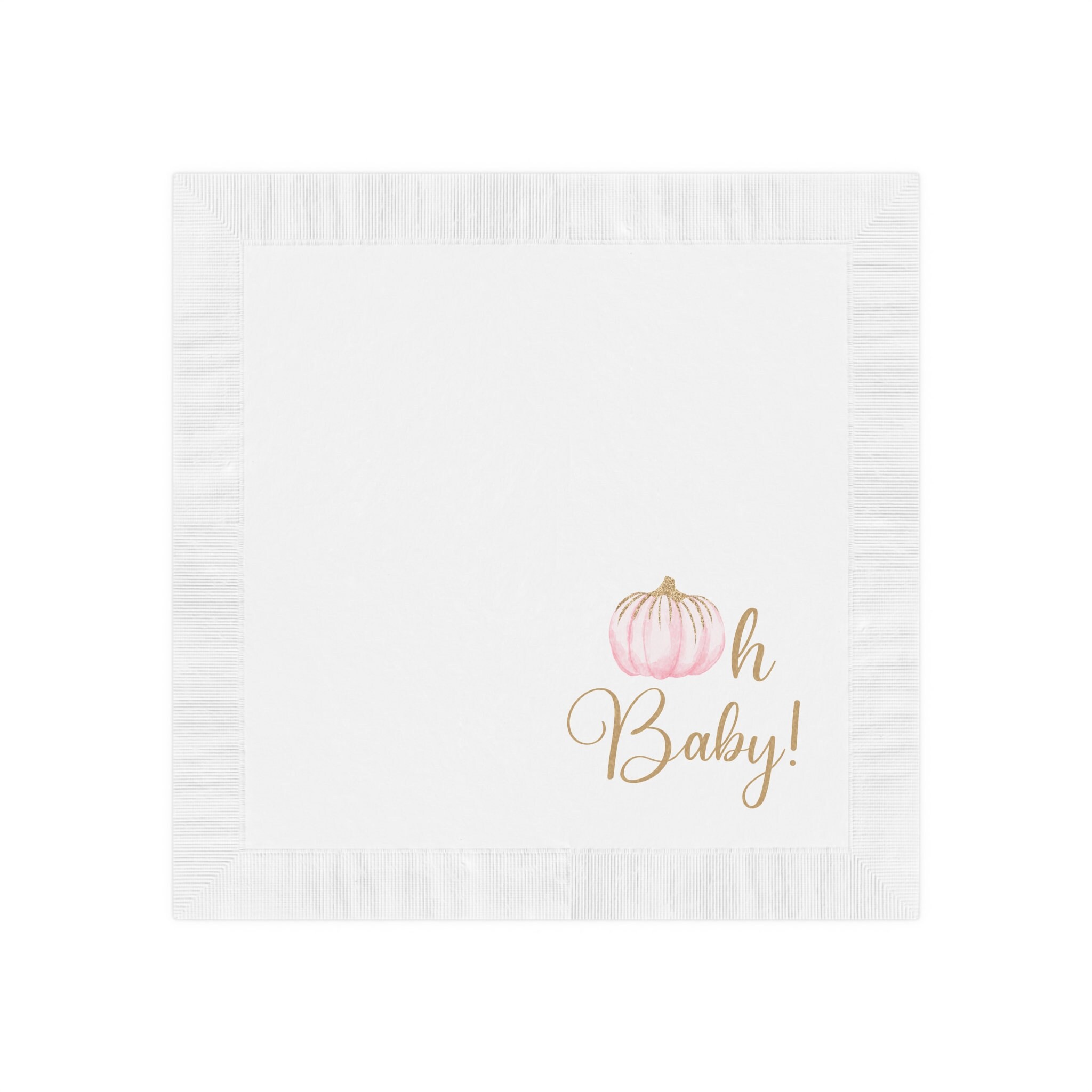 Oh Baby Pumpkin Napkins - Pumpkin Party Napkins Pink and Gold Pumpkin Napkins Little Pumpkin Fall Baby Shower Pink Pumpkin Little Pumpkin - Image 2